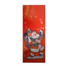 Fakopáncs Mikulás tasak - puttonyos mikulás piros alapon ajándéktasak