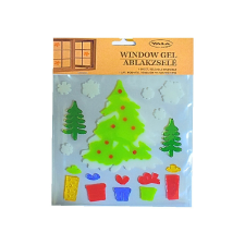Fakopáncs Zselés ablakdísz, fenyőfa ajándékokkal karácsonyi ablakdekoráció