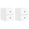  Fali éjjeli szekrény 2 pcs Magasfényű Fehér 34,5 x 33 x 40 cm