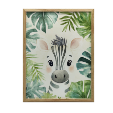  FALI PLAKÁT ALUMÍNIUM KERETBEN, EGY KIS ZEBRA ARCA, 40x50 CM grafika, keretezett kép