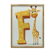 FALI PLAKÁT ALUMÍNIUM KERETBŐL ZSIRÁF LETTER F 40X50 CM grafika, keretezett kép