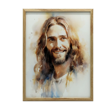 FALI PLAKÁT ARANY KERETBEN MOSOLYOGÓ JÉZUS 50x70 CM grafika, keretezett kép