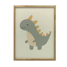  FALI PLAKÁT DINOSZAURUS MOSOLYBAN SÖTÉTBARNA KERETTEL 70X100 CM grafika, keretezett kép