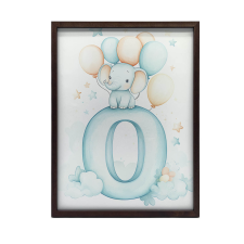 FALI PLAKÁT ELEFÁNT FELHŐN O BETŰVEL KERETTEL 40x50 CM grafika, keretezett kép
