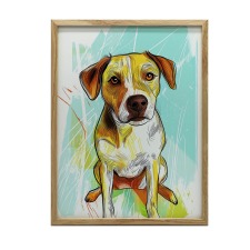 FALI PLAKÁT FA KERETBEN ÖRÖM KUTYA 70x100 CM grafika, keretezett kép