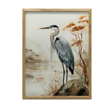  FALI PLAKÁT FA KERETBEN SÉTA A KÖDES TÓ MELLÉL 50x70 CM grafika, keretezett kép