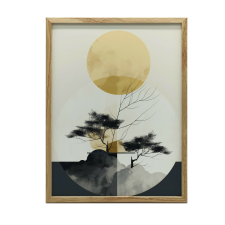 FALI PLAKÁT FA KERETBEN TERMÉSZET HARMÓNIA 30X40 CM grafika, keretezett kép