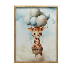 FALI PLAKÁT FA KERETES BALLON DREAMLAND 30x40 CM grafika, keretezett kép