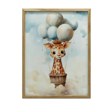  FALI PLAKÁT FA KERETES BALLON DREAMLAND 70x100 CM grafika, keretezett kép
