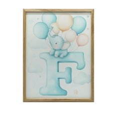 FALI PLAKÁT FA KERETES ELEFÁNT FETŰ 30x40 CM grafika, keretezett kép
