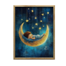 FALI PLAKÁT FAKERETBEN ÁLOM A HOLDON 70X100 CM MATT grafika, keretezett kép