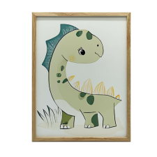 FALI PLAKÁT FEHÉR KERETBEN, MOSOLYGÓ DINOSZAURUS 30x40 CM grafika, keretezett kép
