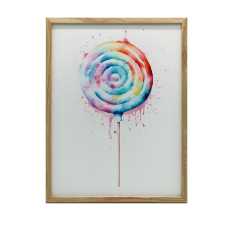  FALI PLAKÁT FEHÉR KERETBEN, SZIVÁRVÁNYOS LOLLY, 30x40 CM grafika, keretezett kép