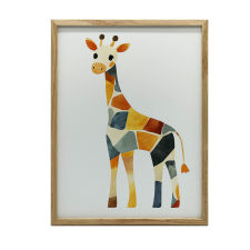 FALI PLAKÁT FEHÉR KERETBEN, ZSIRÁF GEOMETRIA 30x40 CM grafika, keretezett kép