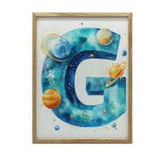 FALI PLAKÁT G BETŰ TÉR FA KERETBEN 30x40 CM grafika, keretezett kép