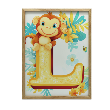 FALI PLAKÁT JOYFUL MONKEY L ARANY ALUMÍNIUM KERETBEN 70x100 CM grafika, keretezett kép