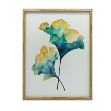  FALI PLAKÁT KERETBEN GINGKOB LEVELEK, FEKETE KERET 70x100 CM grafika, keretezett kép