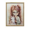  FALI PLAKÁT KERETTEL LÁNY LÓVAL 50x70 CM TÖLGY