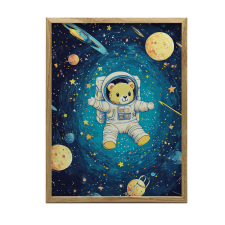 FALI PLAKÁT KOSMIKUS MEDVE ASTRONAUTA FA KERETBEN 30x40 CM grafika, keretezett kép