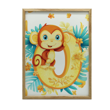 FALI PLAKÁT MONKEY O LETTER KERET DÍSZÍTÉS NÉLKÜL 70x100 CM grafika, keretezett kép