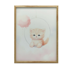 FALI PLAKÁT ÖRÖM MACSKA HINTÁN KERET NÉLKÜL 40x50 CM grafika, keretezett kép