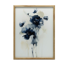 FALI PLAKÁT SÖTÉTKÉK VIRÁGOK ALUMÍNIUM KERETBEN 50x70 CM grafika, keretezett kép