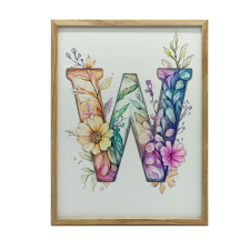 FALI PLAKÁT W BETŰ VIRÁGAL KERET NÉLKÜL 30x40 CM MATT PAPÍR grafika, keretezett kép