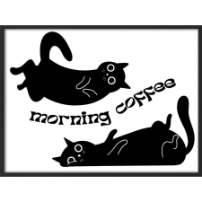  Falikép – Cicás reggeli kávé (videóvetítő opcióval) grafika, keretezett kép