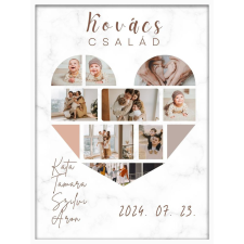  Falikép kollázs sok fotóból szív alakban - család (videóvetítő opcióval) grafika, keretezett kép