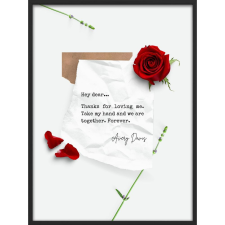 Falikép – Levél rózsával (videóvetítő opcióval) grafika, keretezett kép