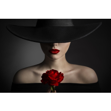  Falikép Női portré, divat, vörös rózsa, 400 x 250 cm tapéta, díszléc és más dekoráció