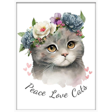  Falikép – Peace Love Cats (videóvetítő opcióval) grafika, keretezett kép