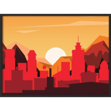  Falikép – Városi naplemente (videóvetítő opcióval) grafika, keretezett kép