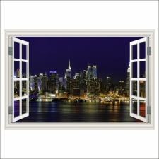  Falmatrica Manhattan ablak, New York éjjel, 250 x 170 cm tapéta, díszléc és más dekoráció