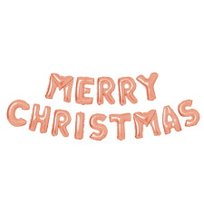 Family 3D Karácsonyi "Merry Christmas" lufi - rozéarany party kellék