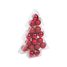 FAMILY CHRISTMAS Karácsonyfadísz szett, 3 féle piros, 3 cm, 17 db / szett (58777B) karácsonyfadísz
