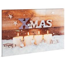 FAMILY CHRISTMAS LED fali kép, Xmas, 40 x 30 cm, 4 Led, melegfehér (58460) grafika, keretezett kép
