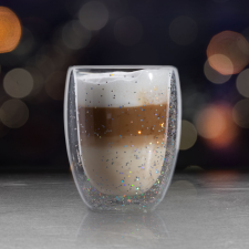 Family Duplafalú üveg pohár - Glitteres, party design - 350 ml 57176F karácsonyi dekoráció
