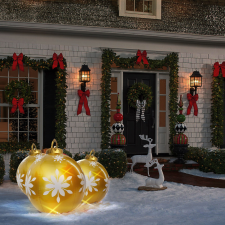 Family Felfújható RGB LED-es óriás karácsonyi gömb arany - 60 cm karácsonyfa izzósor