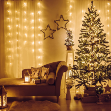 Family Fényfüggöny - 200 db LED - melegfehér - hálózati - IP44 - 4,2 m - 8 program karácsonyi dekoráció