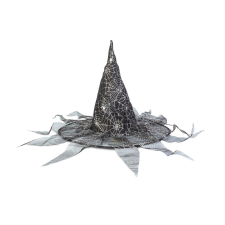 Family Halloween-i boszorkány kalap - fekete, pókhálós - 38 x 32 cm dekoráció