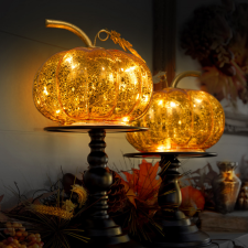 Family Halloween-i világító tök - 10 microLED - elemes 58132 dekoráció