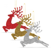 Family Karácsonyfadísz - glitteres rénszarvas - 12 cm - piros/arany/ezüst - 4 db / csomag