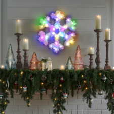Family Karácsonyi dekoráció - irizáló, színes LED-es hópehely - 32 cm - elemes karácsonyi dekoráció