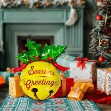 Family Karácsonyi lufi - alumínium fólia - csengettyű - 58 x 78 cm party kellék