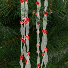 Family Karácsonyi organza girland - 2,7 m - 10 mm - piros karácsonyi dekoráció