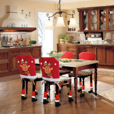 Family Karácsonyi székdekor, székhuzat szett - Rénszarvas - 50 x 60 cm - piros/fehér karácsonyi textilia