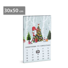 Family LED-es fali kép - kalendárium - 3 melegfehér LED - 30 x 50 cm karácsonyfa izzósor