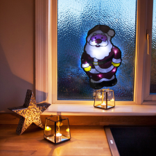 Family LED-es PVC ablakdekor - mikulás - 27 x 17 cm - 3 x AAA (56530E) karácsonyi ablakdekoráció