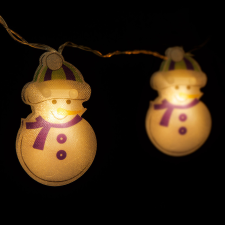 Family LED fényfüzér - hóember - 10 LED - 1,35 méter - melegfehér - 2 x AA karácsonyfa izzósor